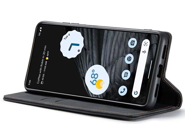 CaseMe Slim Synthetic Leather Wallet Case with Stand for Google Pixel 7 - Charcoal