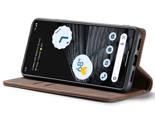 CaseMe Slim Synthetic Leather Wallet Case with Stand for Google Pixel 7 - Chocolate