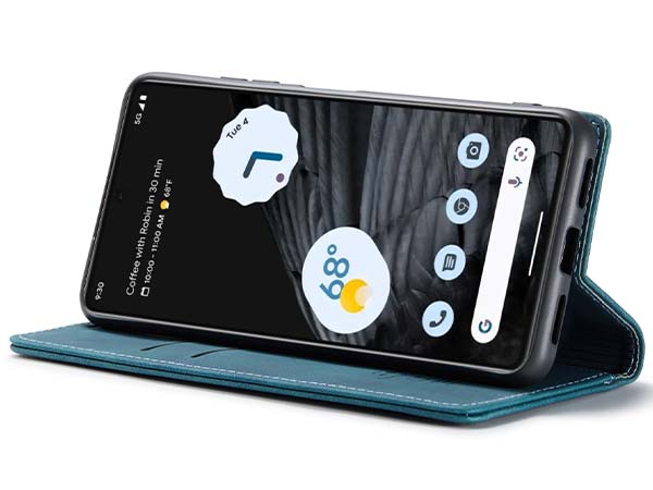 CaseMe Slim Synthetic Leather Wallet Case with Stand for Google Pixel 7 - Teal