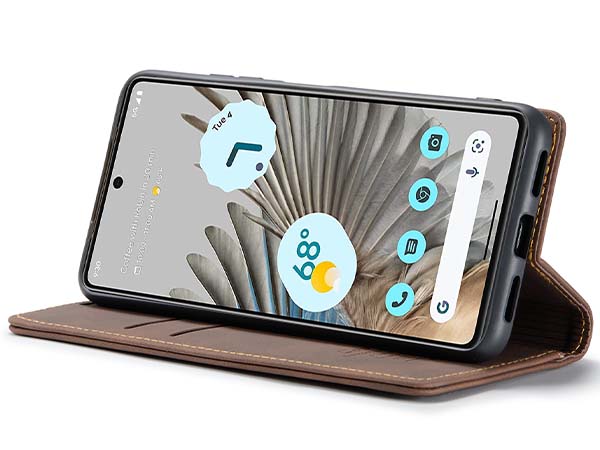 CaseMe Slim Synthetic Leather Wallet Case with Stand for Google Pixel 7 Pro - Chocolate