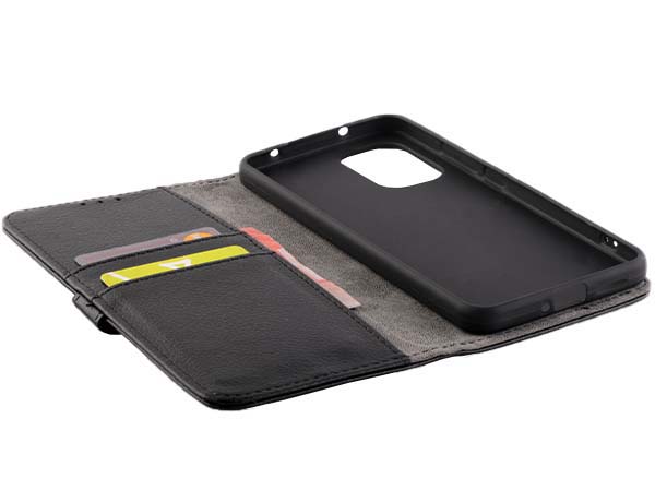 Synthetic Leather Wallet Case with Stand for Nokia X30 - Black