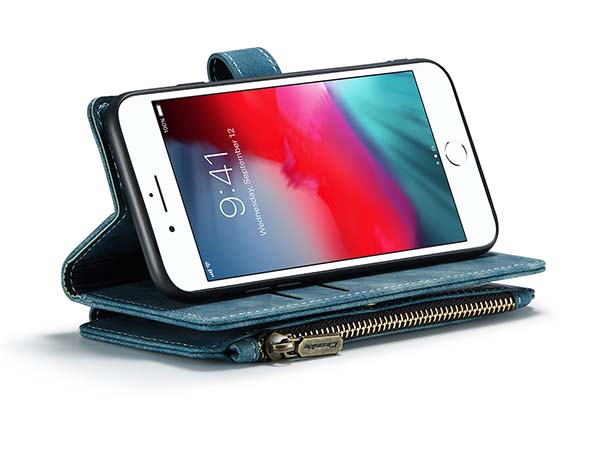 CaseMe Synthetic Leather Wallet Case with Zipper Pocket for iPhone 6s/6 - Teal