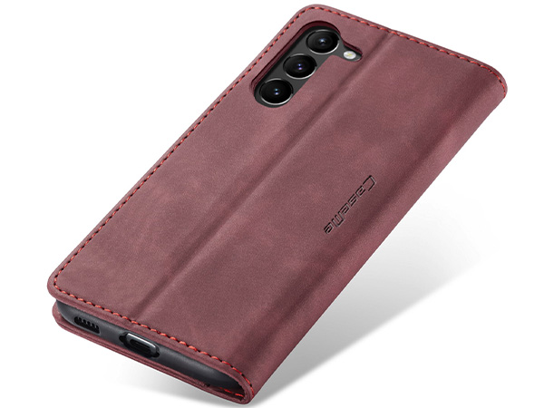 CaseMe Slim Synthetic Leather Wallet Case with Stand for Samsung Galaxy S23 - Burgundy