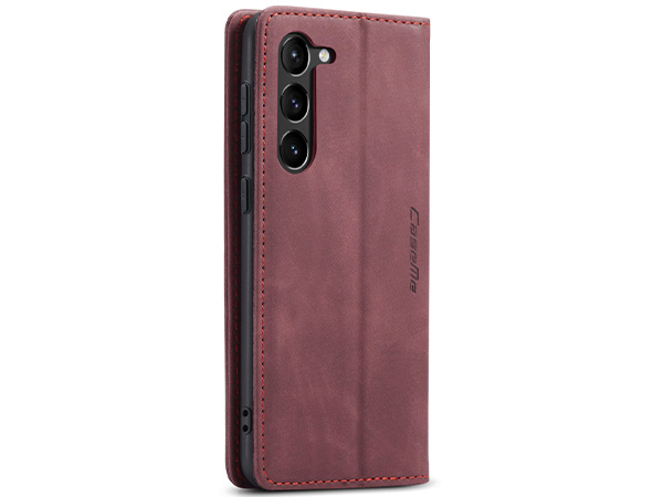 CaseMe Slim Synthetic Leather Wallet Case with Stand for Samsung Galaxy S23 - Burgundy