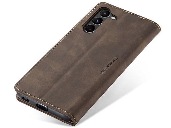 CaseMe Slim Synthetic Leather Wallet Case with Stand for Samsung Galaxy S23 - Chocolate