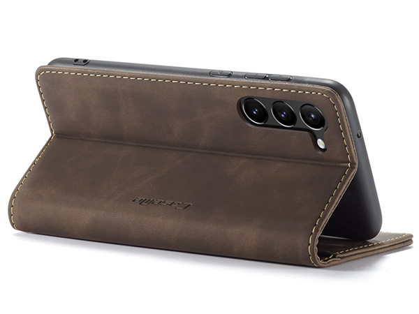 CaseMe Slim Synthetic Leather Wallet Case with Stand for Samsung Galaxy S23 - Chocolate