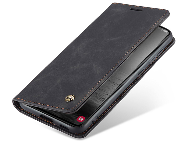 CaseMe Slim Synthetic Leather Wallet Case with Stand for Samsung Galaxy S23+ - Charcoal Leather Wallet Case