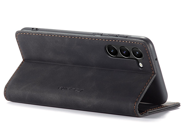 CaseMe Slim Synthetic Leather Wallet Case with Stand for Samsung Galaxy S23+ - Charcoal