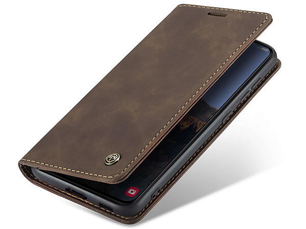 CaseMe Slim Synthetic Leather Wallet Case with Stand for Samsung Galaxy S23+ - Chocolate Leather Wallet Case