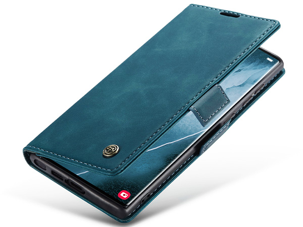 CaseMe Slim Synthetic Leather Wallet Case with Stand for Samsung Galaxy S23 Ultra - Teal Leather Wallet Case