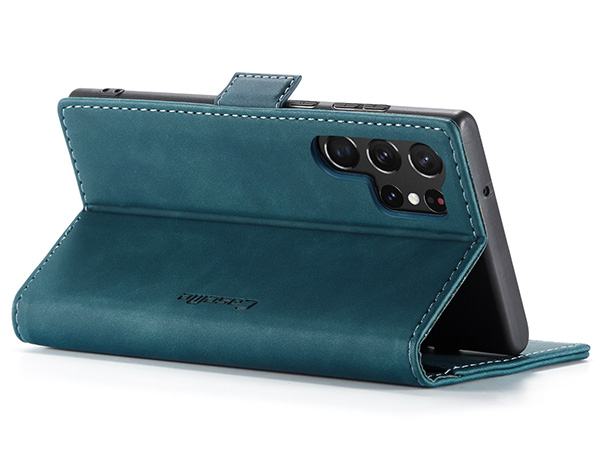 CaseMe Slim Synthetic Leather Wallet Case with Stand for Samsung Galaxy S23 Ultra - Teal