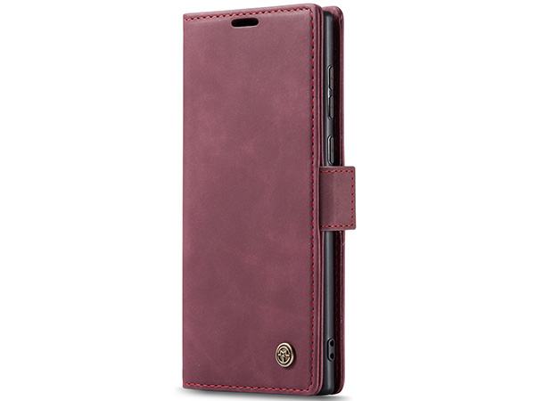 CaseMe Slim Synthetic Leather Wallet Case with Stand for Samsung Galaxy S23 Ultra - Burgundy