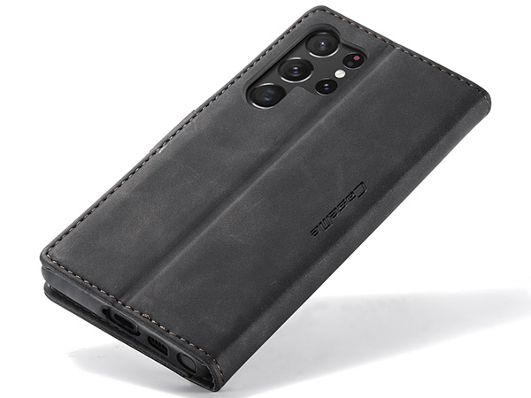 CaseMe Slim Synthetic Leather Wallet Case with Stand for Samsung Galaxy S23 Ultra - Charcoal