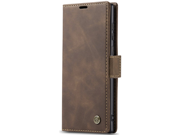 CaseMe Slim Synthetic Leather Wallet Case with Stand for Samsung Galaxy S23 Ultra - Chocolate