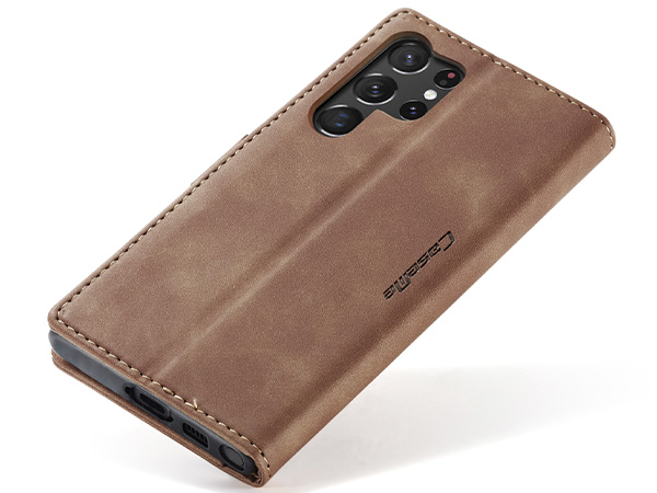 CaseMe Slim Synthetic Leather Wallet Case with Stand for Samsung Galaxy S23 Ultra - Tan