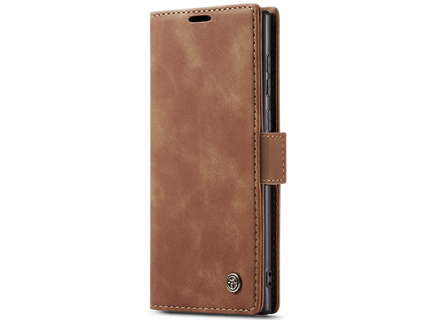 CaseMe Slim Synthetic Leather Wallet Case with Stand for Samsung Galaxy S23 Ultra - Tan