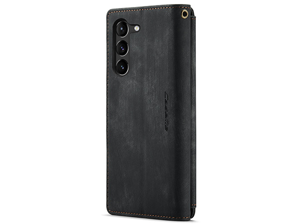 CaseMe Synthetic Leather Wallet Case with Zipper Pocket for Samsung Galaxy S23+ - Charcoal