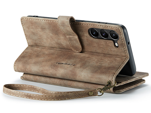 CaseMe Synthetic Leather Wallet Case with Zipper Pocket for Samsung Galaxy S23+ - Desert Taupe Leather Wallet Case