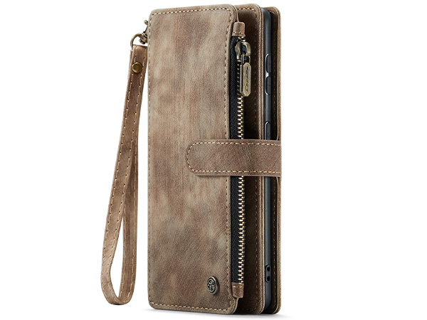 CaseMe Synthetic Leather Wallet Case with Zipper Pocket for Samsung Galaxy S23+ - Desert Taupe