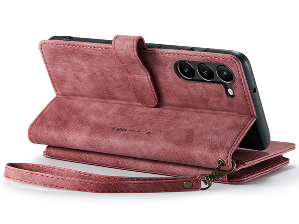 CaseMe Synthetic Leather Wallet Case with Zipper Pocket for Samsung Galaxy S23+ - Blush Leather Wallet Case