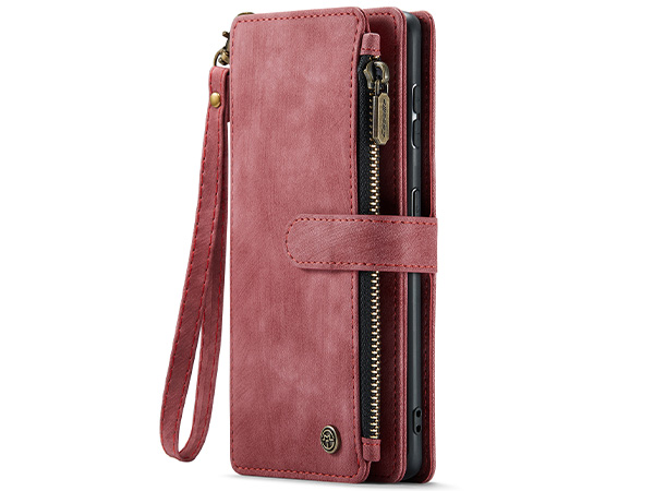 CaseMe Synthetic Leather Wallet Case with Zipper Pocket for Samsung Galaxy S23+ - Blush