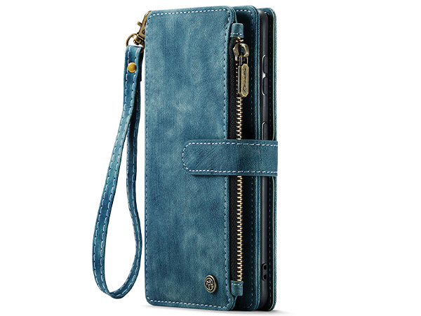 CaseMe Synthetic Leather Wallet Case with Zipper Pocket for Samsung Galaxy S23+ - Teal
