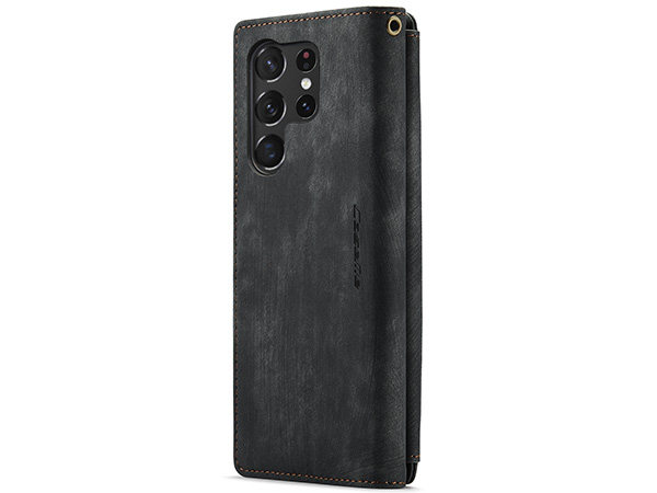 CaseMe Synthetic Leather Wallet Case with Zipper Pocket for Samsung Galaxy S23 Ultra - Charcoal