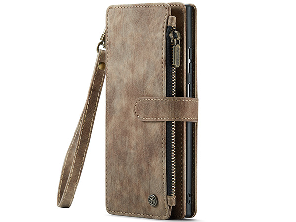 CaseMe Synthetic Leather Wallet Case with Zipper Pocket for Samsung Galaxy S23 Ultra - Desert Taupe
