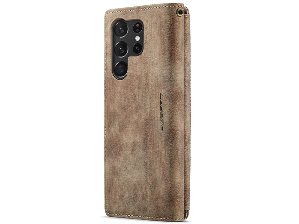 CaseMe Synthetic Leather Wallet Case with Zipper Pocket for Samsung Galaxy S23 Ultra - Desert Taupe
