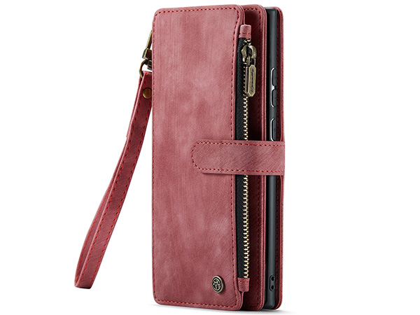 CaseMe Synthetic Leather Wallet Case with Zipper Pocket for Samsung Galaxy S23 Ultra - Blush