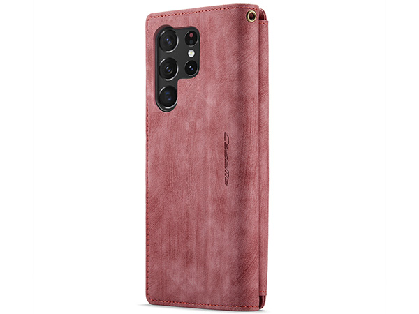 CaseMe Synthetic Leather Wallet Case with Zipper Pocket for Samsung Galaxy S23 Ultra - Blush