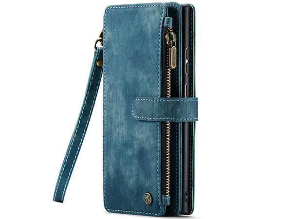 CaseMe Synthetic Leather Wallet Case with Zipper Pocket for Samsung Galaxy S23 Ultra - Teal