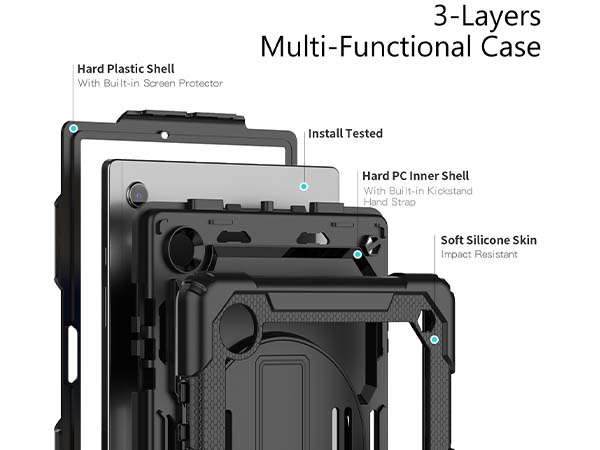 Rugged Impact Case for Samsung Galaxy Tab A8 10.5 (2021) - Classic Black