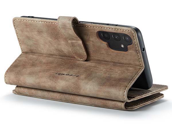 CaseMe Synthetic Leather Wallet Case with Zipper Pocket for Samsung Galaxy A04s - Desert Taupe Leather Wallet Case