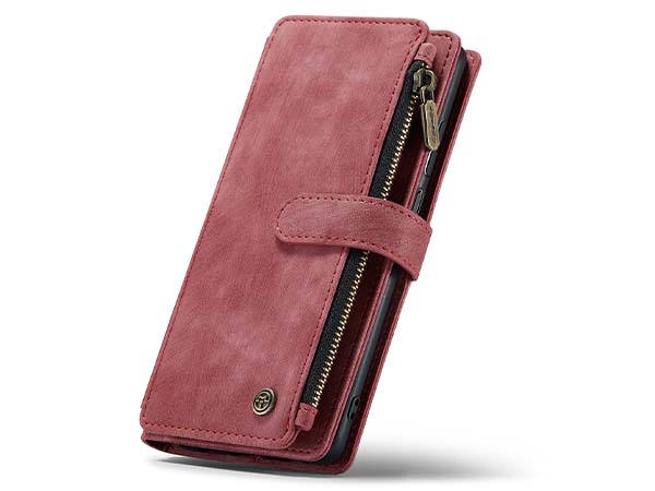 CaseMe Synthetic Leather Wallet Case with Zipper Pocket for Samsung Galaxy A04s - Blush