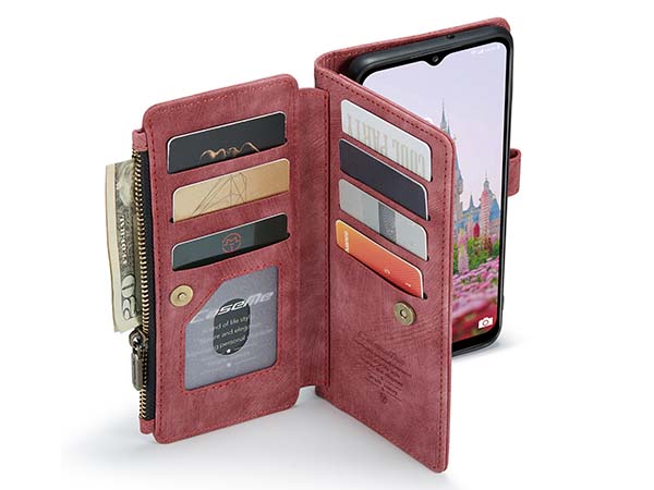 CaseMe Synthetic Leather Wallet Case with Zipper Pocket for Samsung Galaxy A04s - Blush