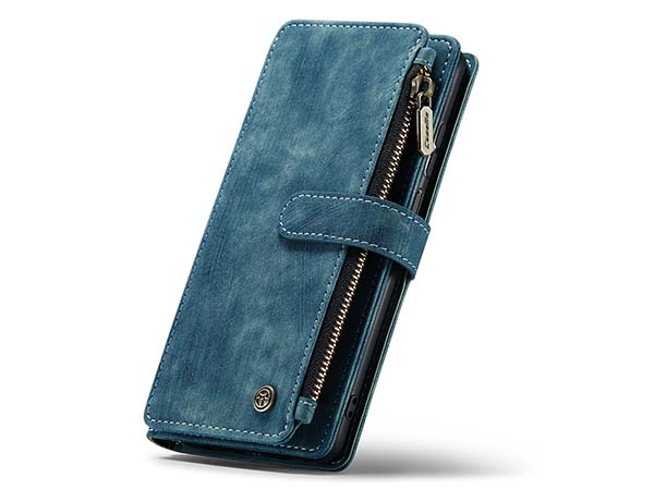 CaseMe Synthetic Leather Wallet Case with Zipper Pocket for Samsung Galaxy A04s - Teal