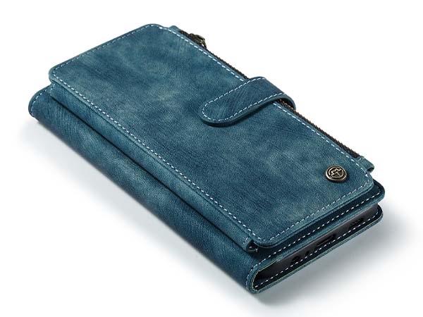 CaseMe Synthetic Leather Wallet Case with Zipper Pocket for Samsung Galaxy A04s - Teal