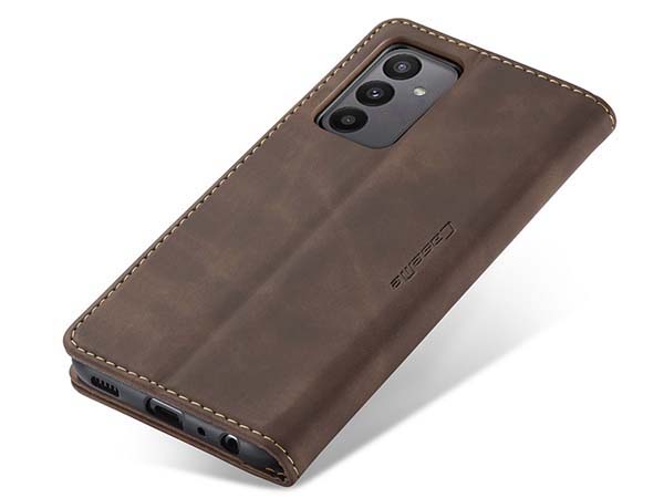 CaseMe Slim Synthetic Leather Wallet Case with Stand for Samsung Galaxy A04s - Chocolate