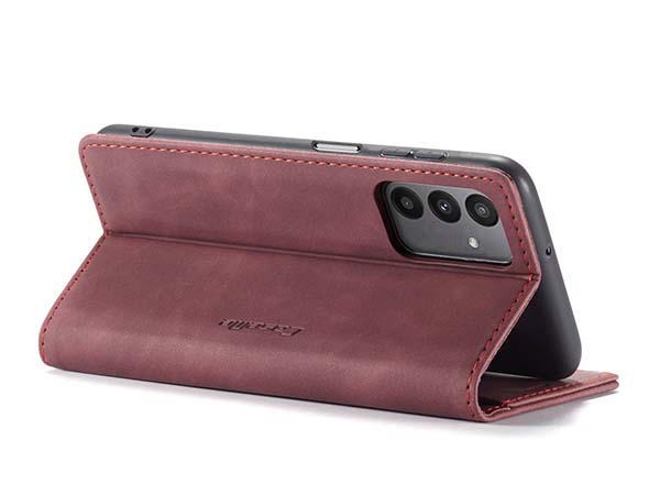 CaseMe Slim Synthetic Leather Wallet Case with Stand for Samsung Galaxy A04s - Burgundy