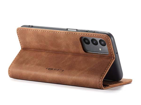 CaseMe Slim Synthetic Leather Wallet Case with Stand for Samsung Galaxy A04s - Tan