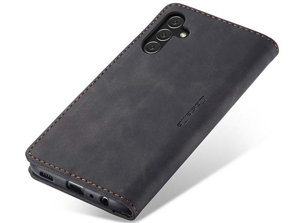 CaseMe Slim Synthetic Leather Wallet Case with Stand for Samsung Galaxy A14 - Charcoal