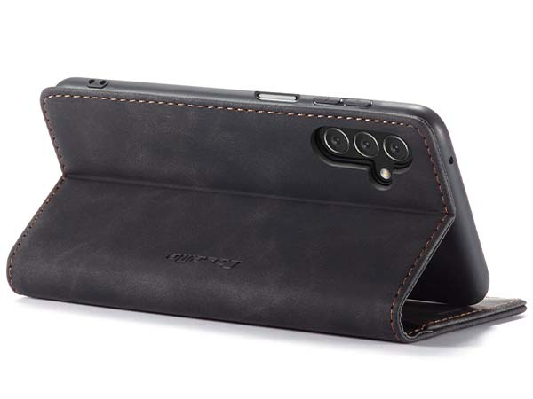 CaseMe Slim Synthetic Leather Wallet Case with Stand for Samsung Galaxy A14 - Charcoal