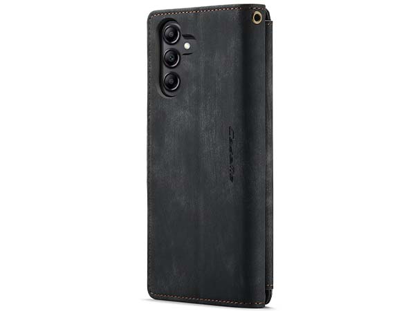 CaseMe Synthetic Leather Wallet Case with Zipper Pocket for Samsung Galaxy A14 - Charcoal