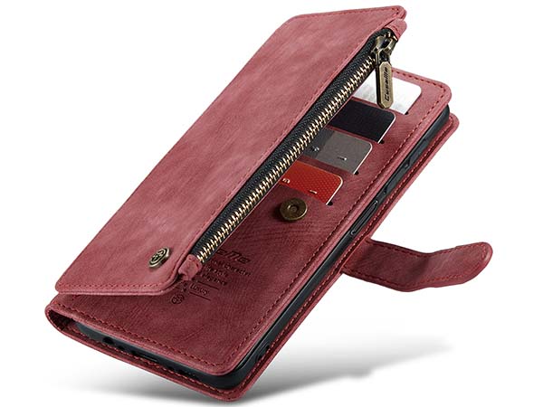 CaseMe Synthetic Leather Wallet Case with Zipper Pocket for Samsung Galaxy A14 - Blush