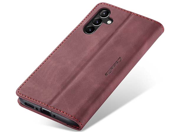 CaseMe Slim Synthetic Leather Wallet Case with Stand for Samsung Galaxy A54 - Burgundy