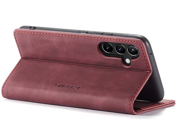 CaseMe Slim Synthetic Leather Wallet Case with Stand for Samsung Galaxy A54 - Burgundy