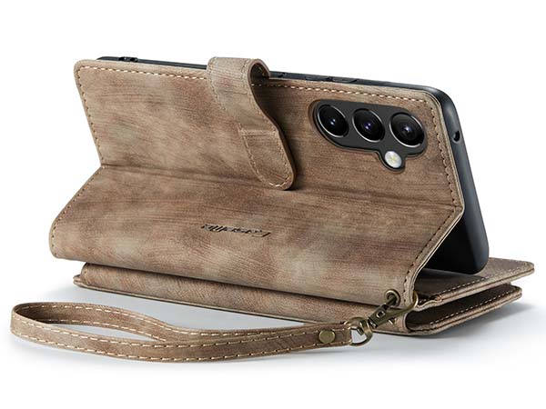 CaseMe Synthetic Leather Wallet Case with Zipper Pocket for Samsung Galaxy A54 - Desert Taupe Leather Wallet Case