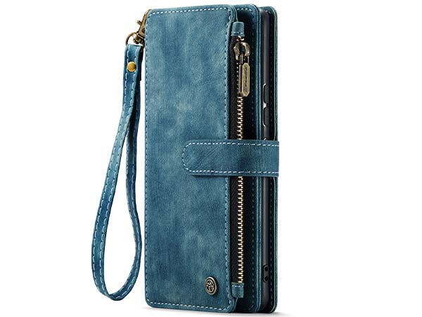 CaseMe Synthetic Leather Wallet Case with Zipper Pocket for Samsung Galaxy A54 - Teal