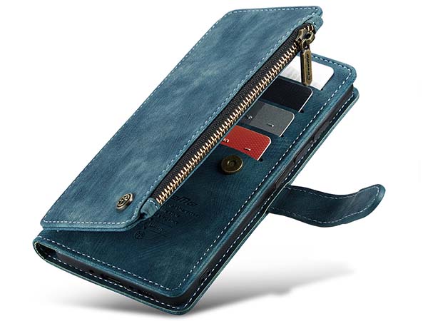 CaseMe Synthetic Leather Wallet Case with Zipper Pocket for Samsung Galaxy A54 - Teal